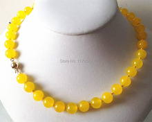 Hot new Beautiful Beautiful Yellow Chalcedony 10MM Beads Necklace Gifts For Girl Women Fashion Jewelry Making 18 " Jewelry sp247 2024 - buy cheap