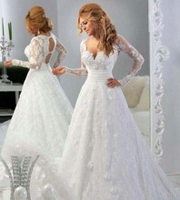 Ball Gown Sweetheart Appliques Cheap Lace Wedding Gowns 2015 Sexy Backless Long Sleeve Wedding Dresses vestido de noiva 2024 - buy cheap