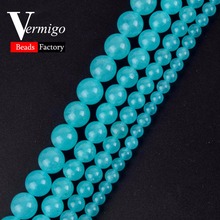 Cuentas de gemas naturales para joyería, Jades y Calcedonia de amazonita, redondas y sueltas para fabricación de joyas de 4mm-12mm, pulsera Diy de 15 ", venta al por mayor 2024 - compra barato