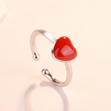 Cute Small Love Red Heart Rings Simple Style Epoxy Resin  Rings Resizable Ring for Women Girls Fashion Party Jewelry Gifts 2024 - buy cheap