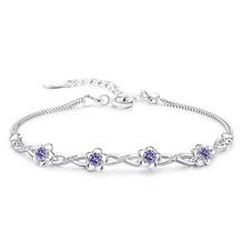 Flower Plum Zircon Charms Bracelet Silver plated color Bracelets For Women Bracelets & Bangles Femme Bileklik Pulseira Feminina 2024 - buy cheap