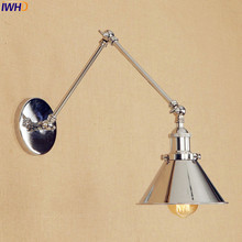 Luminária de parede led com braço longo e prata, luminária de parede vintage para até baixo, jantar, loft, escada, iluminação 2024 - compre barato