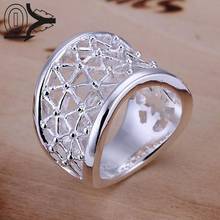 Wholesale Silver-plated Ring,Silver Fashion Jewelry,Hollow Flower Women&Men Gift Jewelry Finger Rings 2024 - buy cheap