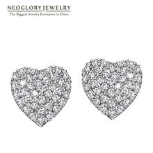 Neoglory High Quality AAA Zircon  Fashion Jewelry Stud Earrings For Women 2018 Brand New Heart Wedj EA1 Love 2024 - buy cheap