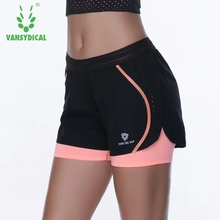 Vansydical rosa esportes yoga shorts mulheres respirável shorts de fitness leggings correndo collants dupla camada workout collants ginásio curto 2024 - compre barato