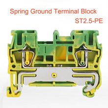 10/30/50 pces primavera bloco terminal terra ST2.5-PE trilho din amarelo verde aterramento cabo de fio terminais conector 2.5mm2 2024 - compre barato