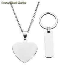 Personalized Master Customized Name Date Text 2pcs Heart Dog Tag Pendant Keychain Necklace Set for Couples Best Friends gift 2024 - buy cheap