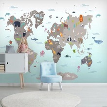 Papel tapiz 3D personalizado para sala de estar, rollo de papel de Contacto con dibujos de animales del mundo, calcomanías de pared, dormitorio 2024 - compra barato