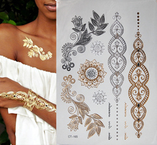 1pcs New Metallic Gold Silver Body Art Temporary Tattoo Sexy Non-Toxic Flash Tattoos Sticker For Women tattoo 2024 - buy cheap