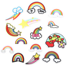 Embroidered sticker patch beautiful cartoon rainbow badge embroidery clothes sticker sewing ironing clothing accessories 2024 - buy cheap