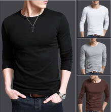 Solid color Plus Size S-XXXL round neck T Shirts Men Long Sleeve Cotton Fitness men's Undershirt Hot 2017 New Fashion tops tees 2024 - buy cheap
