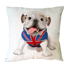 Cartoon English Bulldog Throw Pillow Cover Custom Decorative Linen Cushion Cover For Sofa Chair Car Almofada Pillow Case Coussin 2024 - buy cheap