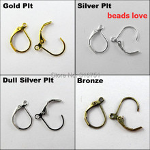 Pick 4 Colors 100pcs Ear Wire Hooks Stopper Clips&Locks/Earring Posts W/Stoppers 16x11mm Nickel FREE( w02910) 2024 - buy cheap
