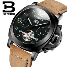 Genuine Luxury BINGER Brand Men automatic mechanical luminous waterproof sports Chronograph calendar military male watch 2024 - buy cheap