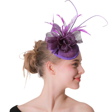 Formal Dress Church Cocktail Women Fascinator Purple Hats With Hair Clip Bridal Wedding Show Headwear Ladies Gorgeous Headpiece 2024 - buy cheap