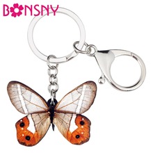 Bonsny Acrylic Transparent Butterfly Insect Key Chains Keychains Rings Trendy Jewelry For Women Girls Handbag Car Purse Charms 2024 - buy cheap