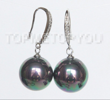 Pendientes redondos de pavo real negro, joyería de perlas de concha del Mar del Sur, 6-20mm 2024 - compra barato