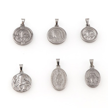 2pc Religion Vintage Stainless Steel Flat Round Carved Tag Necklace Jewelry Findings Pendants For Making Necklace Jewelry 2024 - buy cheap