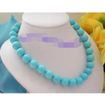 FREE SHIPPING>>>wonderful 18"12mm round blue natural beads necklace 2024 - buy cheap