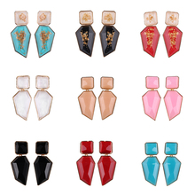Girlgo Luxury Pure Color Stone Pendant Earrings For Women ZA Wedding Dangle Drop Jewelry Charm Statement Earrings Wholesale 2024 - buy cheap