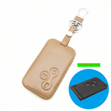 Genuine Leather Car Key Card Case Cover For Renault Clio Megane Scenic 3 Buttons Auto Key Shell Case Cover 2024 - compre barato