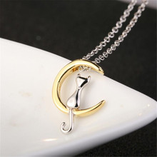 WQQCR Gold and Silver colorPendant Necklace Moon Kitten Pendant Exquisite Jewelry Women's Mother Holiday Gift Low wholesale 2024 - buy cheap