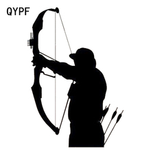 Qypf adesivo criativo estiloso de 10.2cm x 14.8cm, para caça, arco de tiro, para carro, preto estiloso de prata 2024 - compre barato