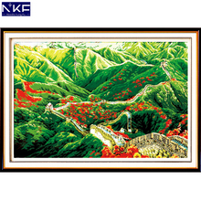 NKF The Great Wall Stamped Cross Stitch Patterns DIY Kit Needlework Embroidery Sets Chinese Cross Stitch for Home Decor 2024 - buy cheap