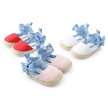 Весенне-летняя хлопковая мягкая детская обувь с бантом для маленьких девочек Размер 0-18 месяцев 2024 - купить недорого