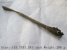 Elaborate Chinese Old Brass Handwork Dragon Head Health Scratching Statue 2024 - buy cheap