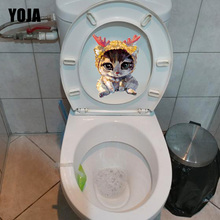 YOJA 14.8*19.3CM Dream Cartoon Cat Wall Stickers For Kids Rooms Toilet Decal T1-0129 2024 - buy cheap