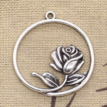 5pcs Charms Rose Flower 36x33mm Antique Making Pendant fit,Vintage Tibetan Silver color,DIY Handmade Jewelry 2024 - buy cheap