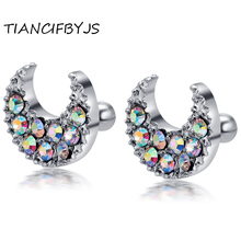 TIANCIFBYJS Piercing Ear Cartilage Moon Closure Daith Cartil Tragus Helix Crystal Flower Body Jewelry Earrings 16 Gauge Rings 2024 - buy cheap