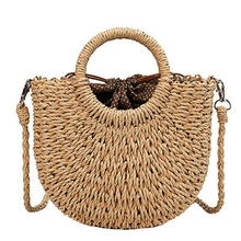 ABDB-Straw Woven Bag Handmade Rattan Woven Vintage Retro Straw Rope Knitted Women Crossbody Handbag With Ring Fresh Summer Bea 2024 - buy cheap