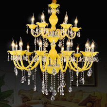 Candelabro De Cristal, lámpara De araña De Cristal De 6/8/10/12/15/18 brazos opcionales, Lustres De Cristal, iluminación De cuerpo amarillo 2024 - compra barato