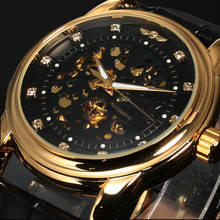 WINNER Top Brand Luxury Men Black Gold Mechanical Watches Mens Self Winding Watches Male Skeleton Wristwatch Relogio Masculino 2024 - buy cheap