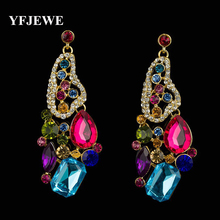 YFJEWE Wholesale Fashion Style Gold Color Colorful Crystal Rhinestone Dangle Drop Earring Jewelry Women Party Accessories E096 2024 - buy cheap