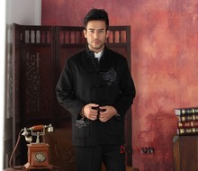 Winter Hottest Gold Men Velour Thick Overcoat Chinese Traditional Embroidery Jacket Tang Suit Size M L XL XXL XXXL 2024 - buy cheap