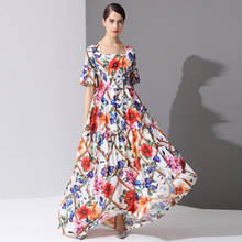 High Quality Fashion Designer runway Maxi Dresses Women's Half Sleeve Holiday amazing Floral Print Long Dress 3XL Plus Size 2024 - buy cheap