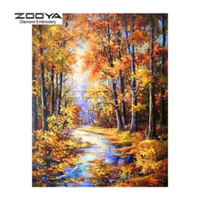 ZOOYA-pintura de diamantes 5D DIY, cuadro de árbol, paisaje de bosque, punto de cruz, decoración de diamantes de imitación CJ703 2024 - compra barato