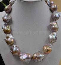 ¡Hermosa! Collar de perlas nucleadas barrocas 25*30mm púrpura Natural 18" 2024 - compra barato
