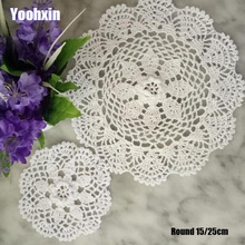 Hot Handmade Lace Round cotton table place mat pad Cloth crochet placemat cup mug wedding tea coffee coaster party doily kitchen 2024 - buy cheap