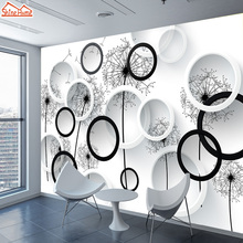 ShineHome-Black White Dandelion Floral Brick Wallpaper 3d for Walls Wallpapers 3 d Living Room Hall Wall Paper Mural Roll Home 2024 - buy cheap