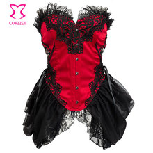 Red & Black Victorian Lace Skirted Corset Steampunk Gothic Clothing Women Sexy Corsets and Bustiers Overbust Corselet Lolita 2024 - buy cheap