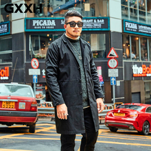 Новый осенний мужской Тренч большого размера GXXH, брендовая мужская Длинная ветровка большого размера, большое и высокое мужское пальто, куртка, пальто, большие размеры 2024 - купить недорого