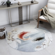 Zeegle Koi Fish Pattern Round Carpet Non-slip Carpet For Living Room Absorbent Bathroom Bath Mat Kid Bedroom Floor Mat 2024 - buy cheap