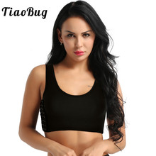 TiaoBug Women Breathable Super Flat Chest Corset Solid Color Tomboys Sports Bra Ballet Gymnastics Crop Tops Stage Dance Costume 2024 - buy cheap