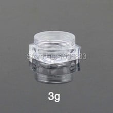 3G Clear Square Jar, 3ML Diamond Jars, 3g Powder Box, Square Container, Plastic Cosmetic Jar, Empty Packing Container, 50PCS/Lot 2024 - buy cheap