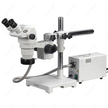 Microscopio con Zoom estéreo, AmScope con anillo de luz de fibra óptica, suministros de 3.35X-45X 2024 - compra barato