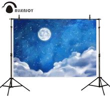 Allenjoy-Fondo de fotografía con acuarela, cielo nocturno, nube, Luna, purpurina, baby shower, sesión fotográfica, accesorios de fotomatón 2024 - compra barato